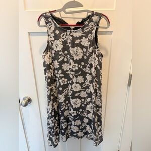 Robert Louis Floral Sleeveless Dress Medium Gray A Line